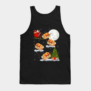 Funny Xmas Lighting Tree Santa Riding Discus Fish Christmas Tank Top